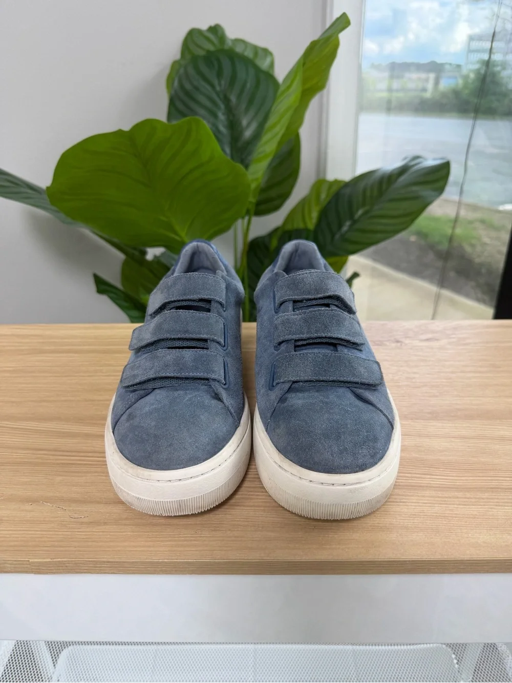 Sandro Paris Anita Dusty Blue Suede Sneakers SZ 38|7.5